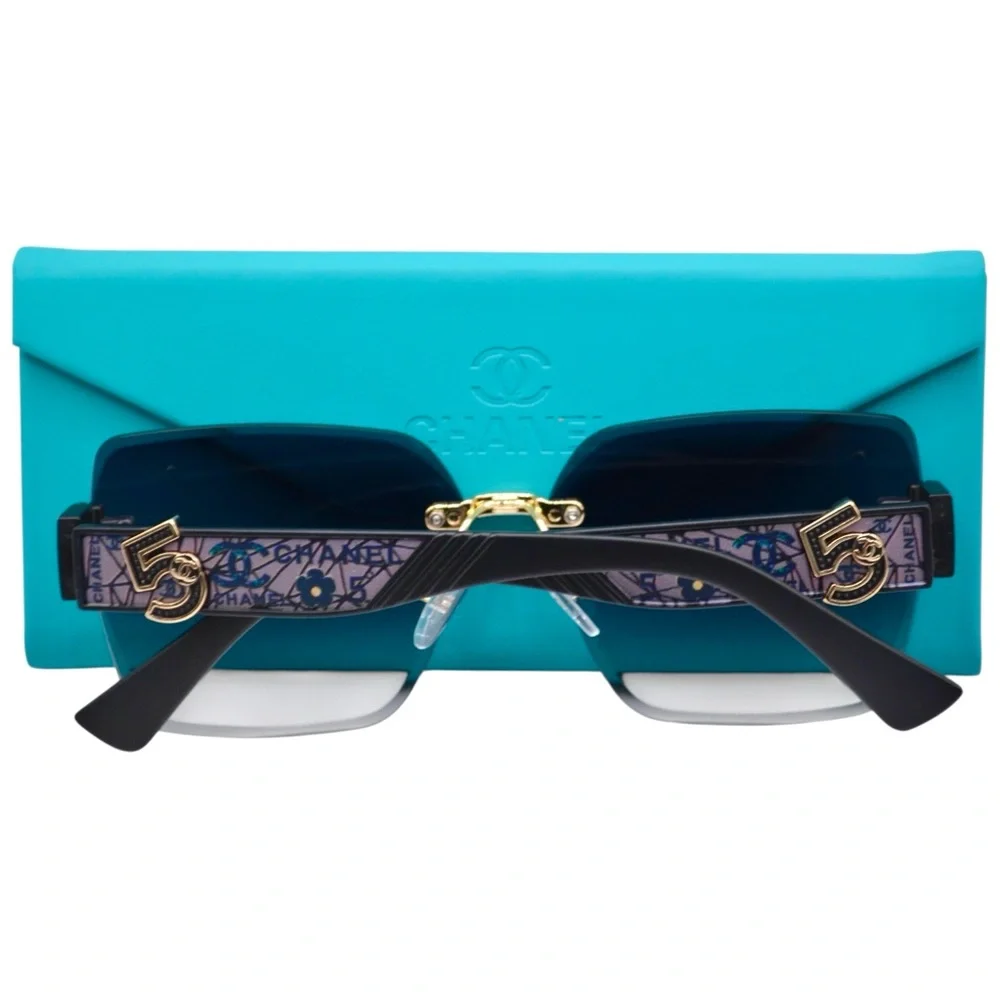 Chanel Women’s Rimless Sunglasses | Black/Purple Frame | Gray Gradient Lens - Picture 10 of 12